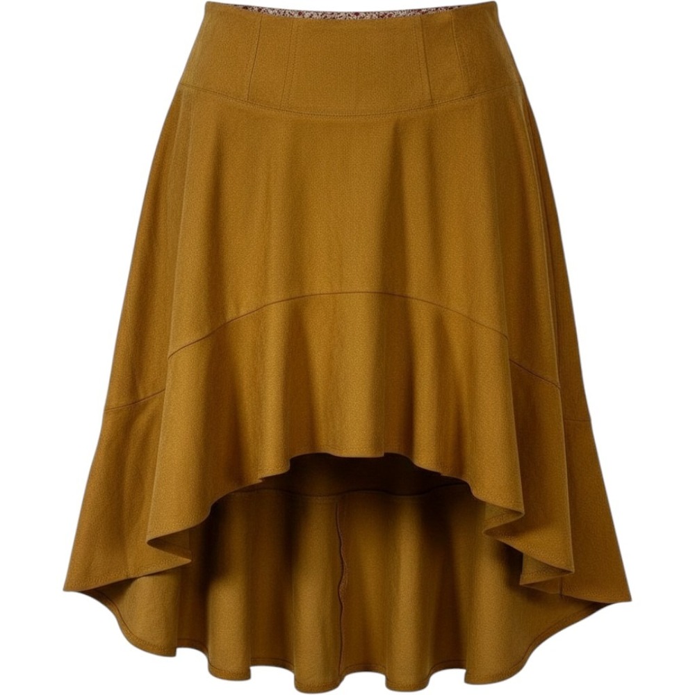 Anthropologie High-Low Faux Suede Skirt Gold Orange Mustard Plus‎ Size 18W NWT